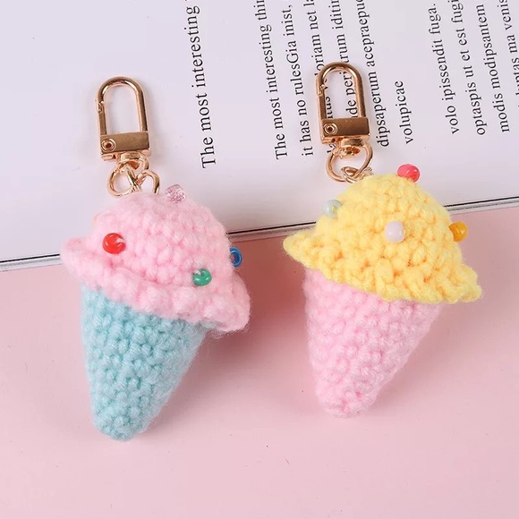 Accessories - Crochet keychain ice cream womens girls cute fun 1pc